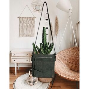 Green‎ Bag Purse Faux Leather Handbag Bohemian 5 Compartment 10 X 10 Crossbody